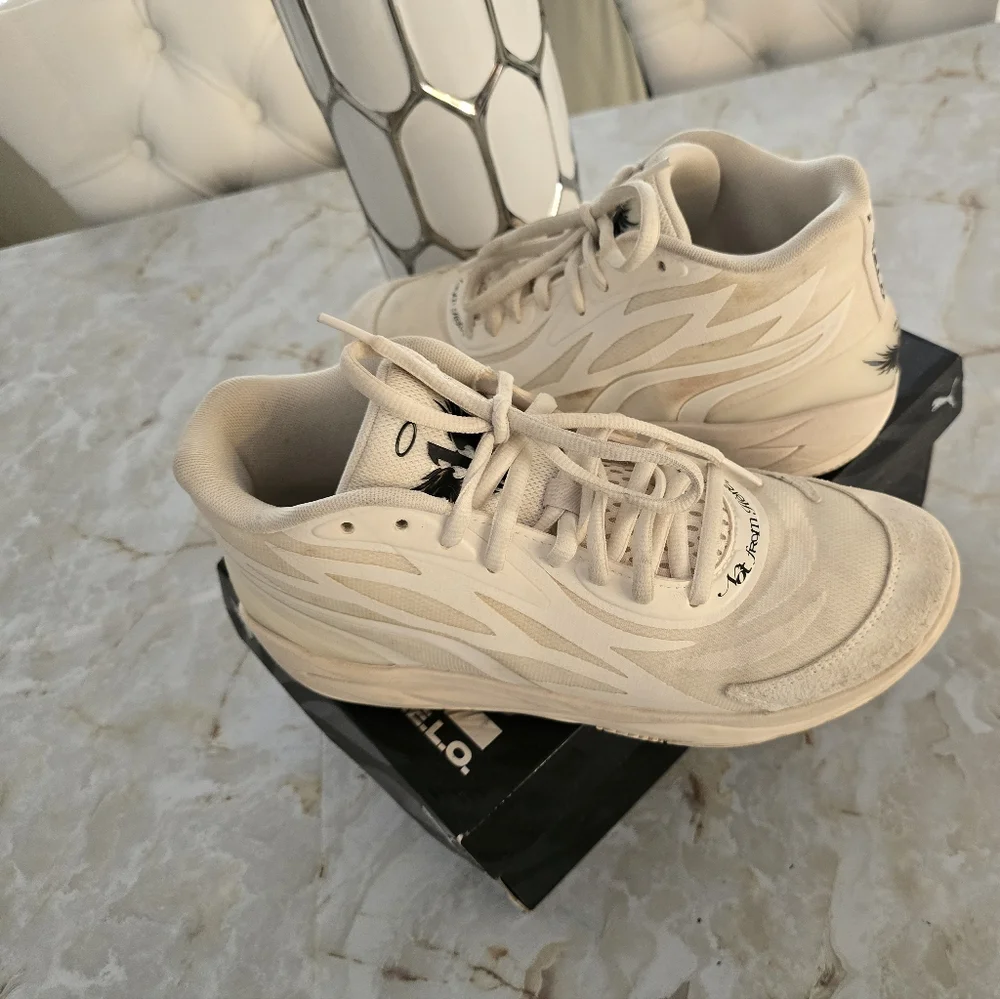 PUMA LAMELO BALL MB02 WHISPERS FROSTED IVORY BLACK SNEAKERS SHOES 9.5 - Picture 3 of 11